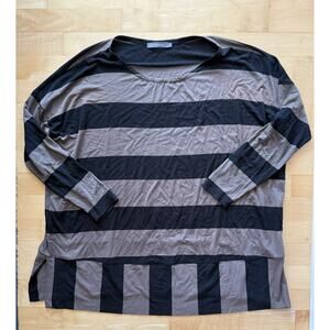 Alembika Grey Striped Dolman Sleeve Crewneck Top Small